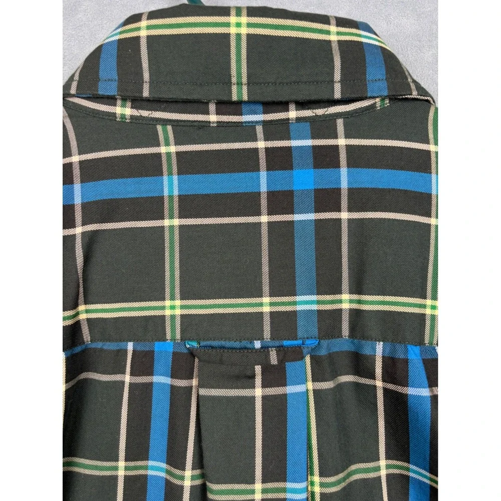 Orvis Mens XL Plaid Button Down Shirt Green Blue Cotton Long Sleeve Sporting